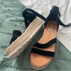 Size 10 black suede platform sandals